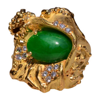 SOLD - The Brutalist:  Brutalist Jadeite and Diamond Ring