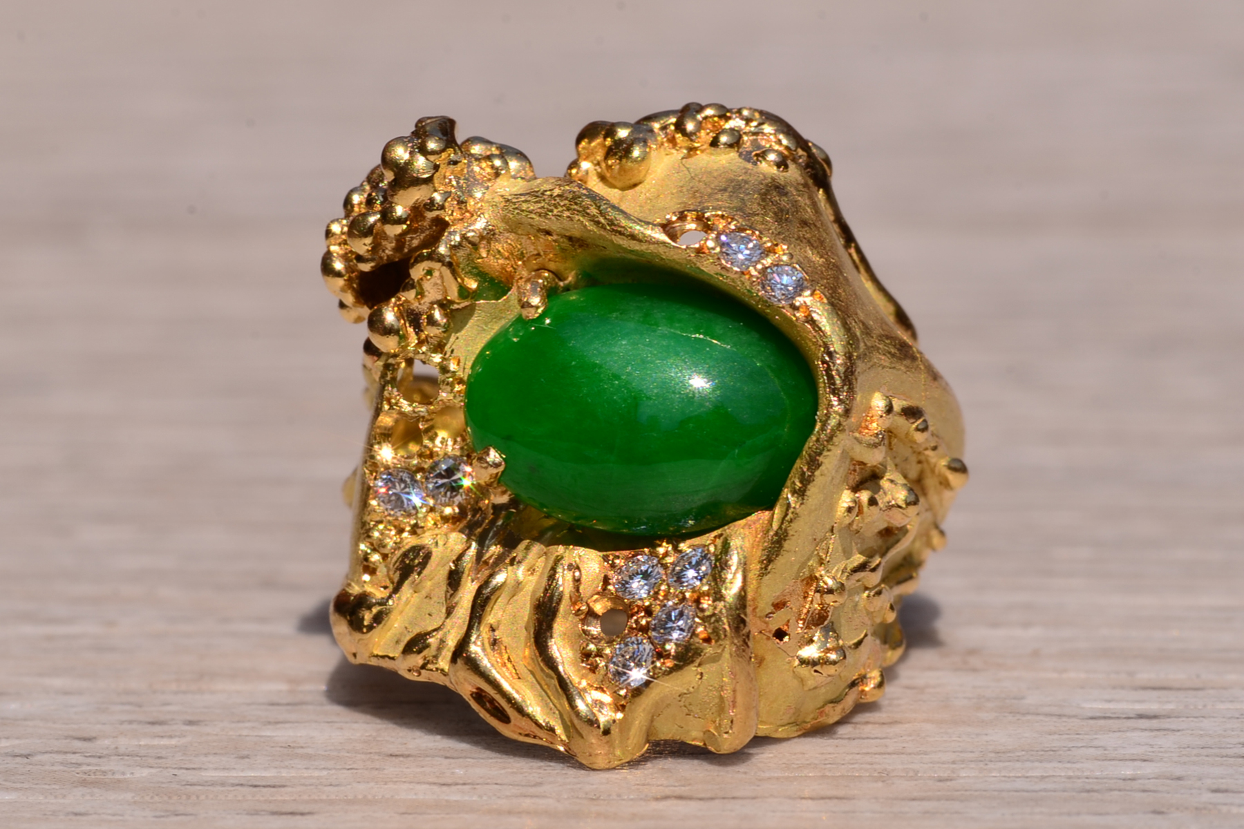 SOLD - The Brutalist: Brutalist Jadeite and Diamond Ring - Image 2