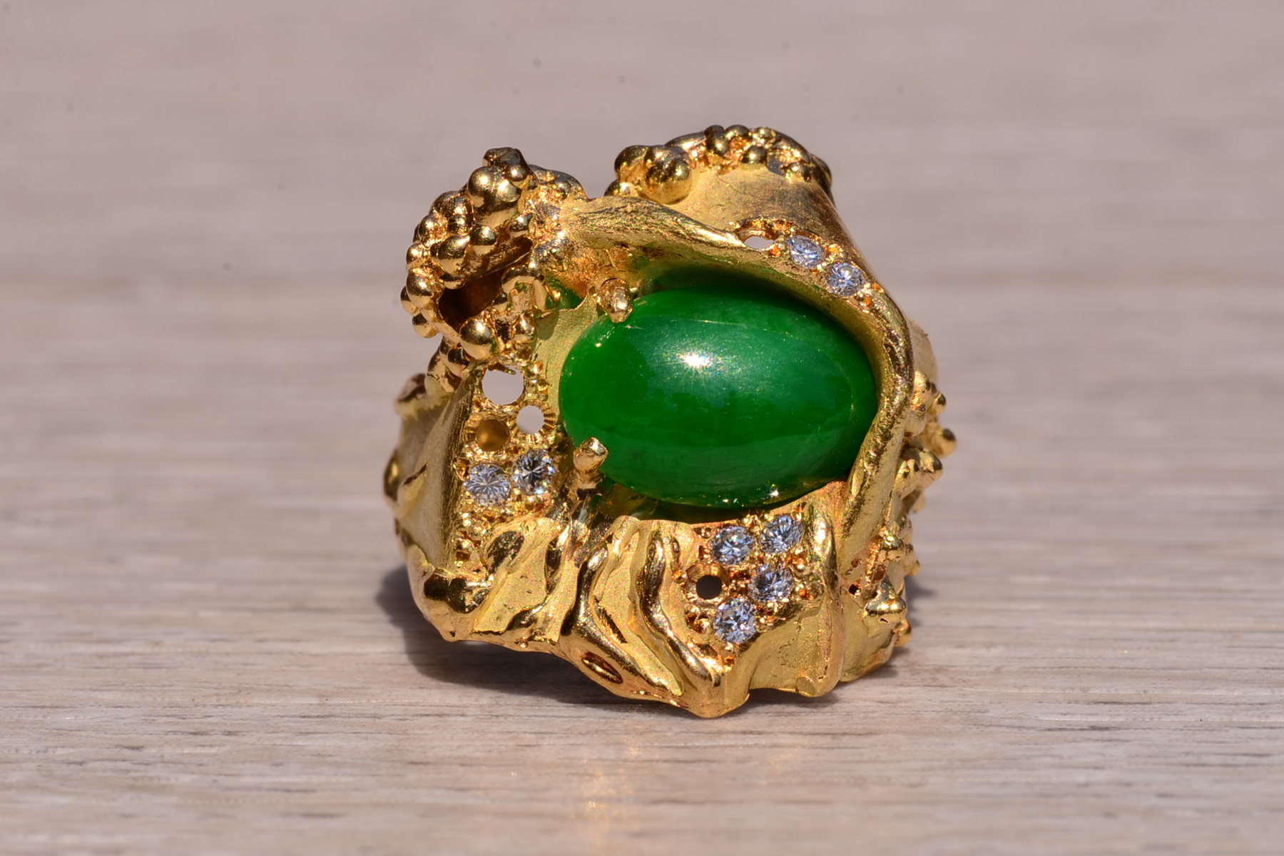 SOLD - The Brutalist: Brutalist Jadeite and Diamond Ring - Image 7