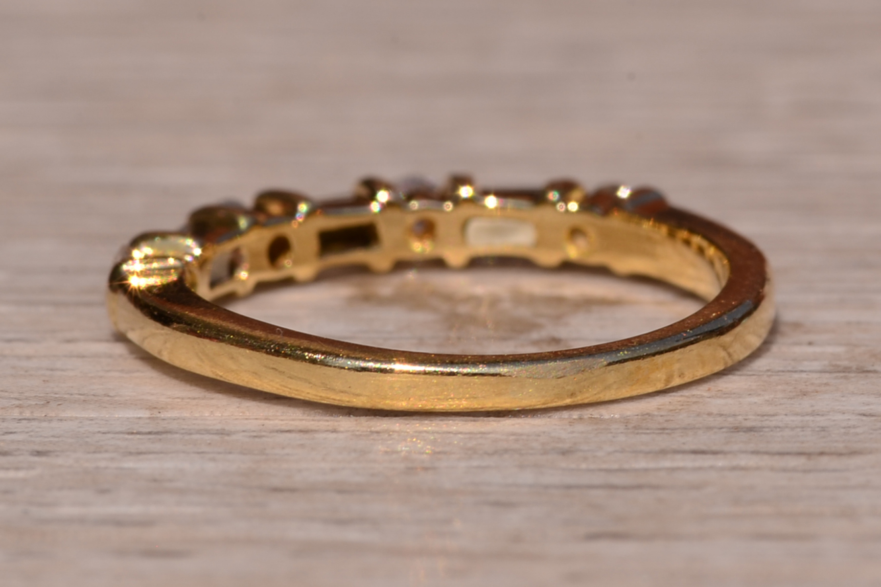 SOLD: The Rehan Ave: Straight Baguette and Round Natural Diamond Band In Yellow Gold - Image 4