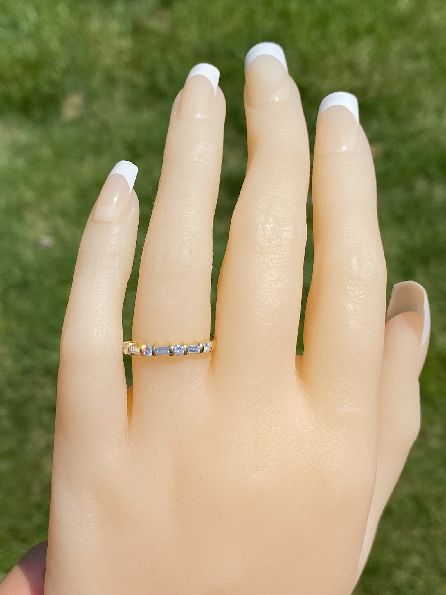 SOLD: The Rehan Ave: Straight Baguette and Round Natural Diamond Band In Yellow Gold - Image 8