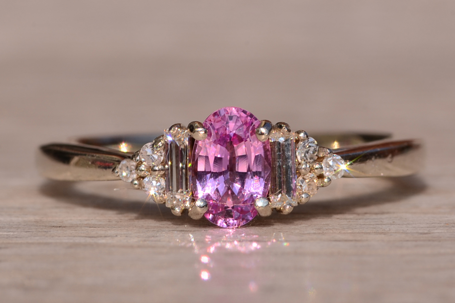 SOLD - The Parker Rock: Pink Sapphire and Diamond Ring in White Gold - Image 2