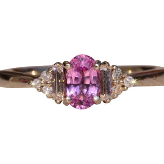 SOLD - The Parker Rock:  Pink Sapphire and Diamond Ring in White Gold