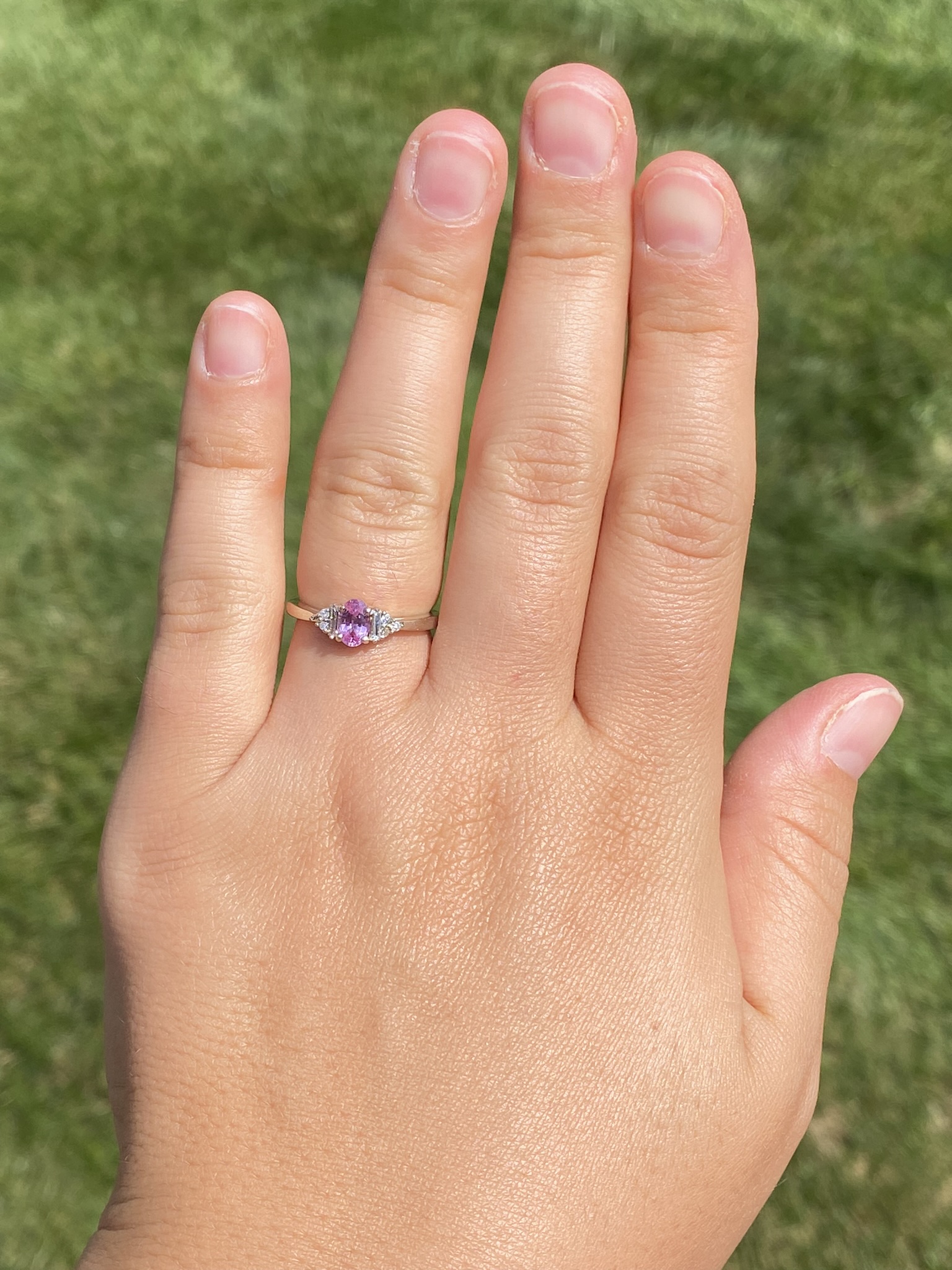 SOLD - The Parker Rock: Pink Sapphire and Diamond Ring in White Gold - Image 10