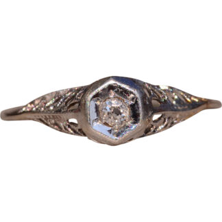 The Horton Neck:  Antique Filigree Engagement Ring with Old Mine Cut Diamond