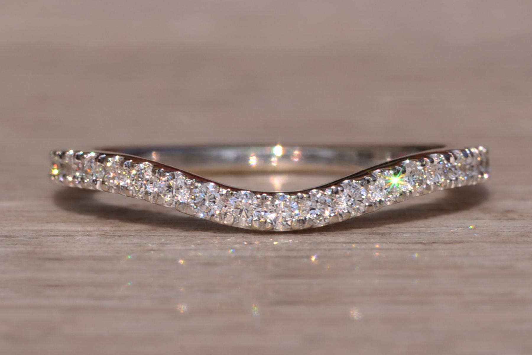 The Hickory Road: Disney Signed Curved White Gold Band set with Natural Diamonds - Image 2