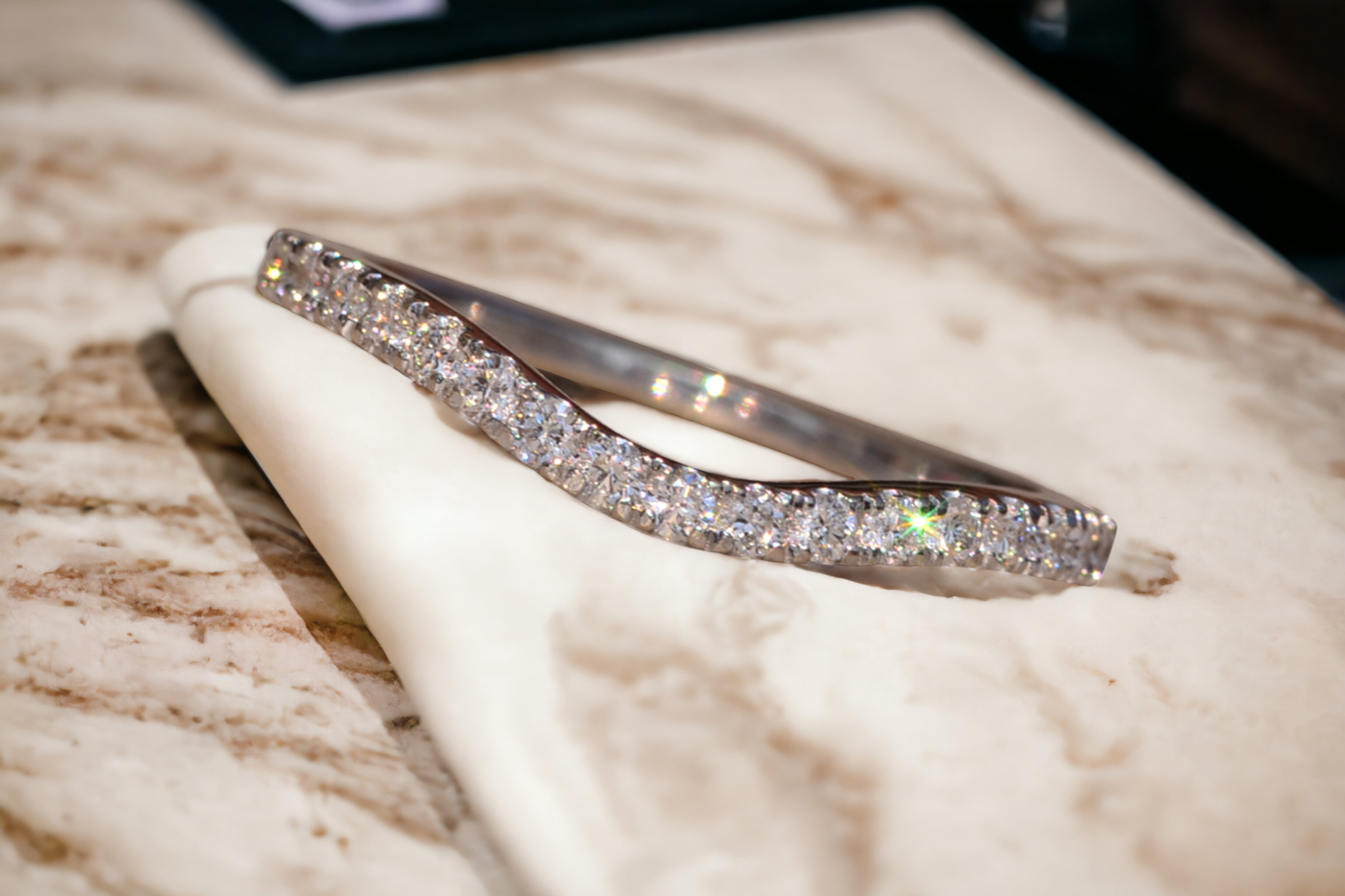 The Hickory Road: Disney Signed Curved White Gold Band set with Natural Diamonds - Image 11