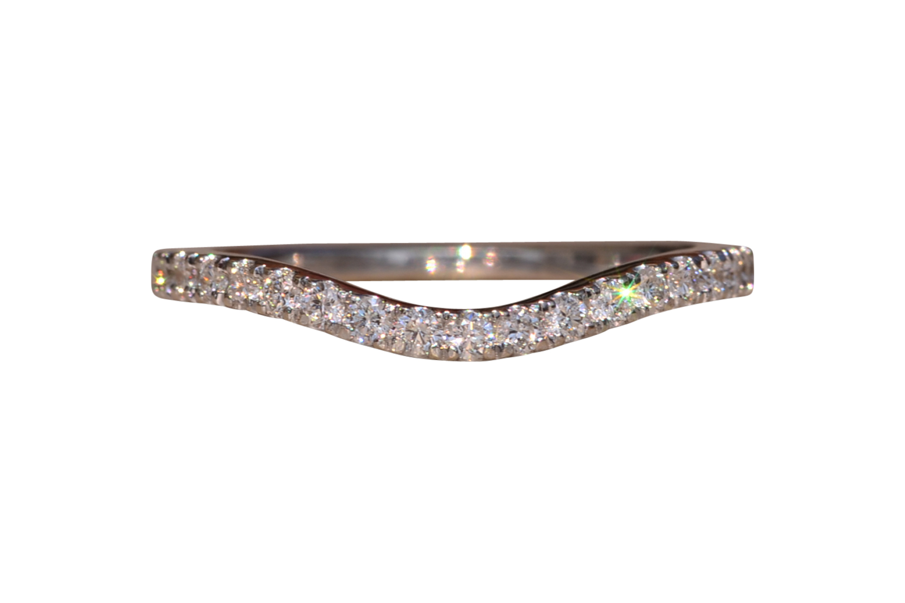 The Hickory Road: Disney Signed Curved White Gold Band set with Natural Diamonds