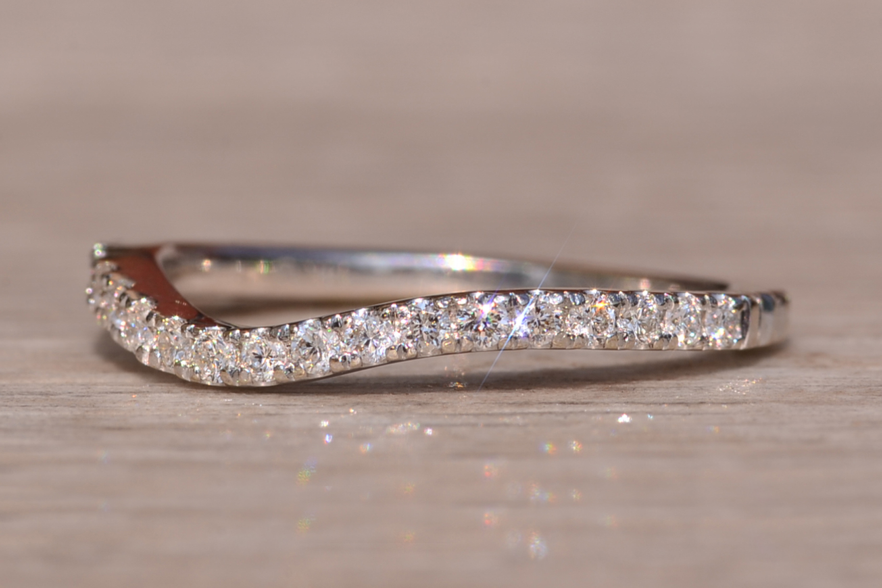 The Hickory Road: Disney Signed Curved White Gold Band set with Natural Diamonds - Image 3
