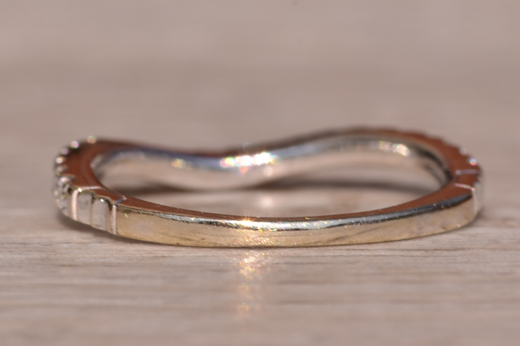 The Hickory Road: Disney Signed Curved White Gold Band set with Natural Diamonds - Image 4
