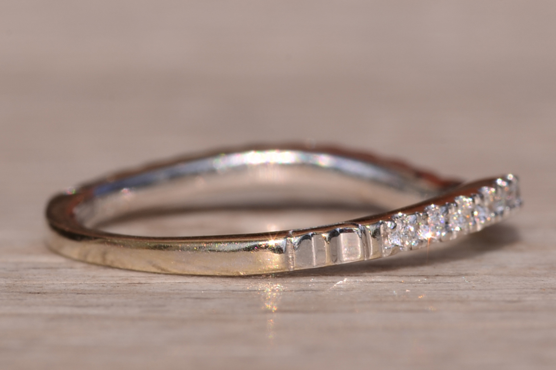 The Hickory Road: Disney Signed Curved White Gold Band set with Natural Diamonds - Image 5