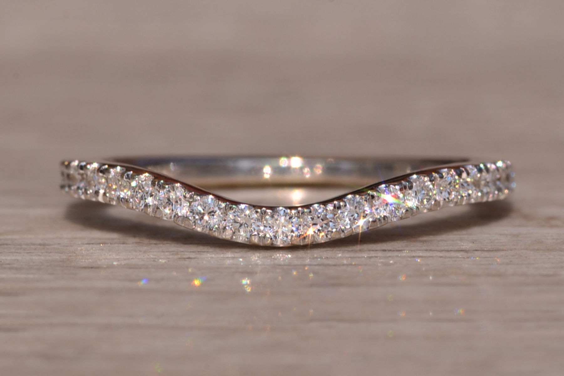 The Hickory Road: Disney Signed Curved White Gold Band set with Natural Diamonds - Image 7