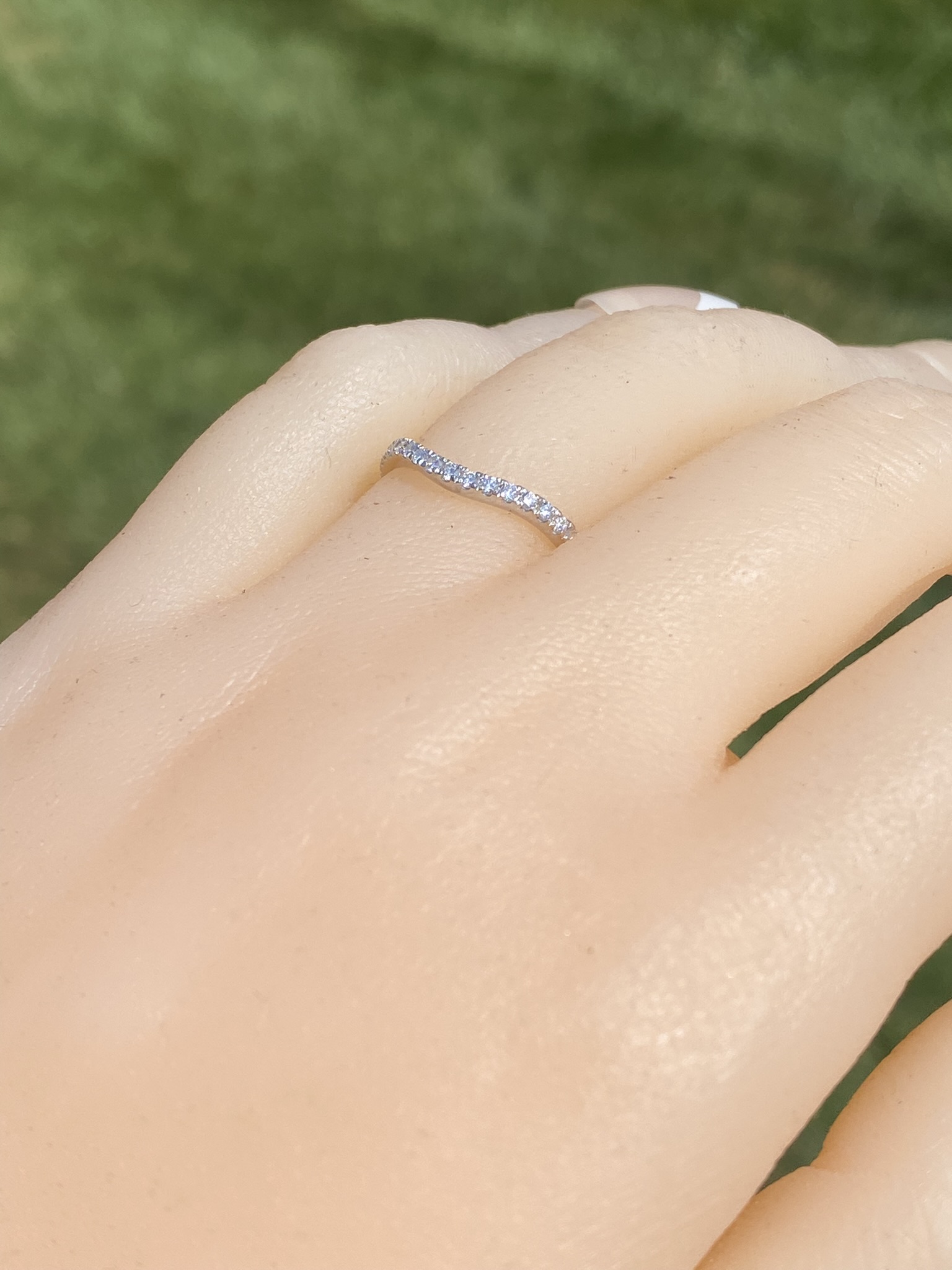 The Hickory Road: Disney Signed Curved White Gold Band set with Natural Diamonds - Image 8