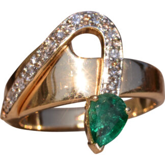 SOLD - The Long Creek: Vintage Yellow Gold Emerald and Diamond Ring