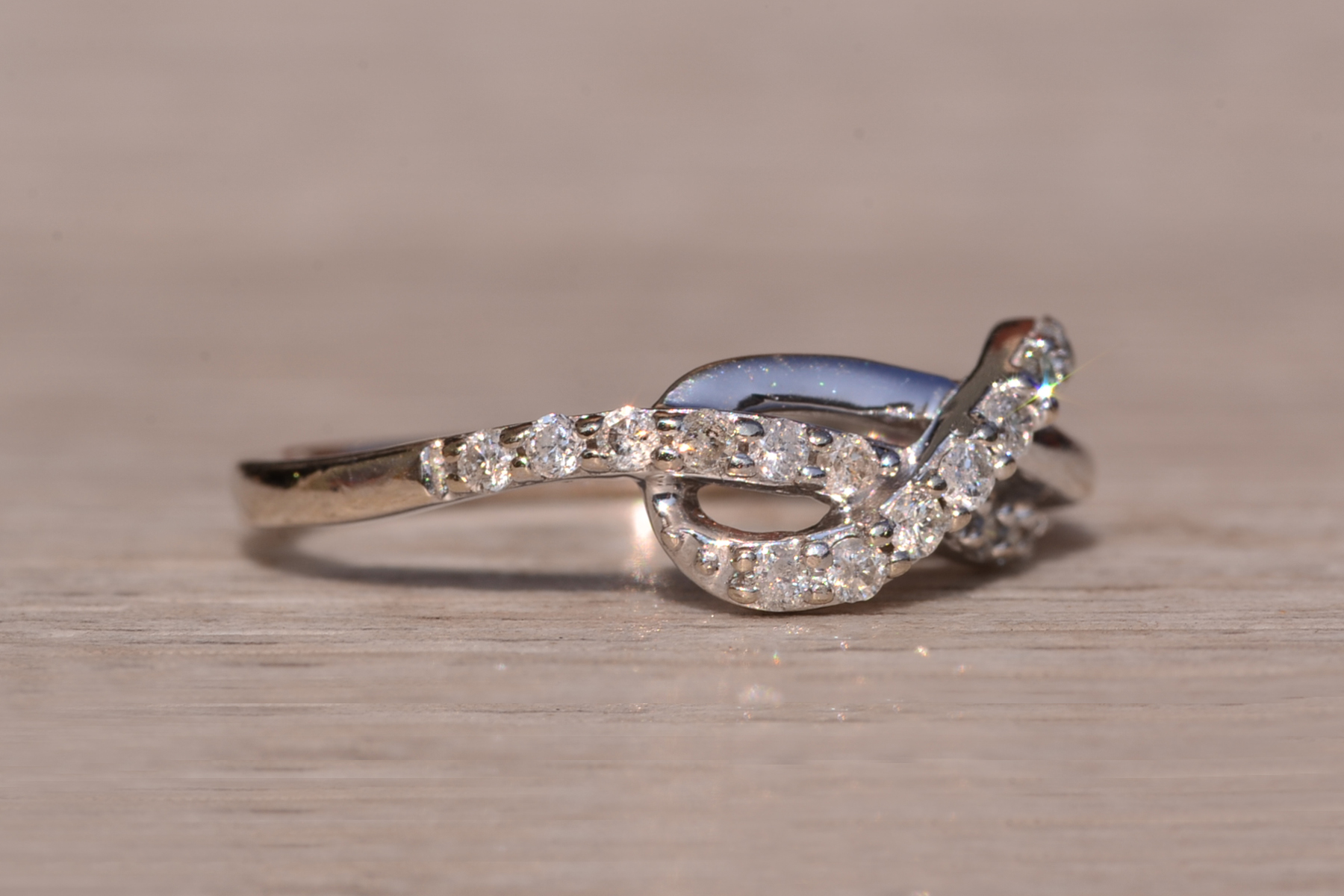 The Grove Road: White Gold Natural Diamond Love Knot Ring - Image 6