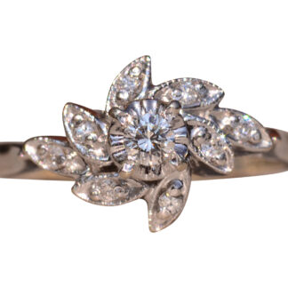 SOLD - The Soundview Ave: Vintage Floral Engagement Ring set with Natural Diamonds