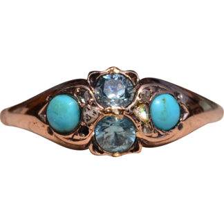 The Camp Hero: Victorian Era Cocktail Ring with Zircon and Turquoise in Rose Gold