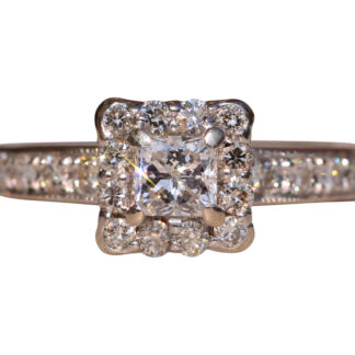 SOLD - The Little Bay Road: Princess Cut Engagement Ring with Natural Diamonds