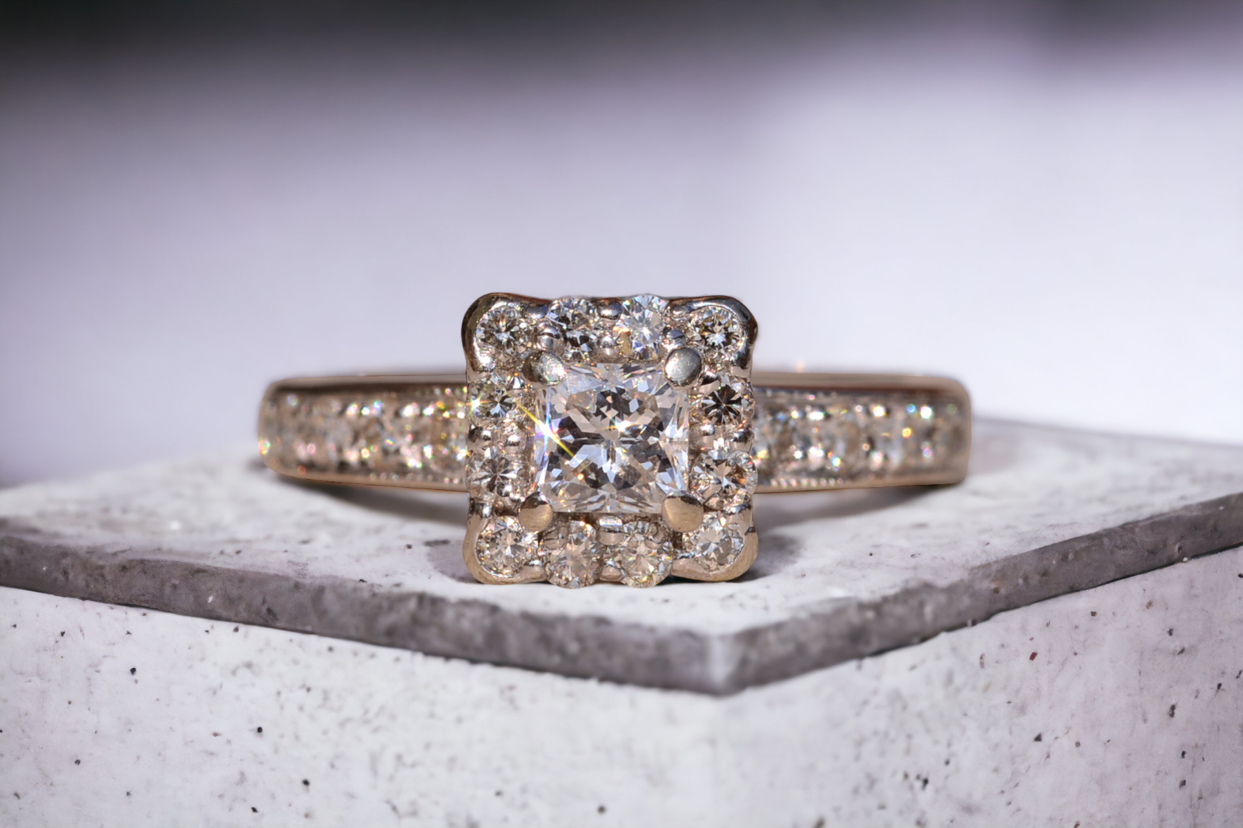 SOLD - The Little Bay Road: Princess Cut Engagement Ring with Natural Diamonds - Image 10