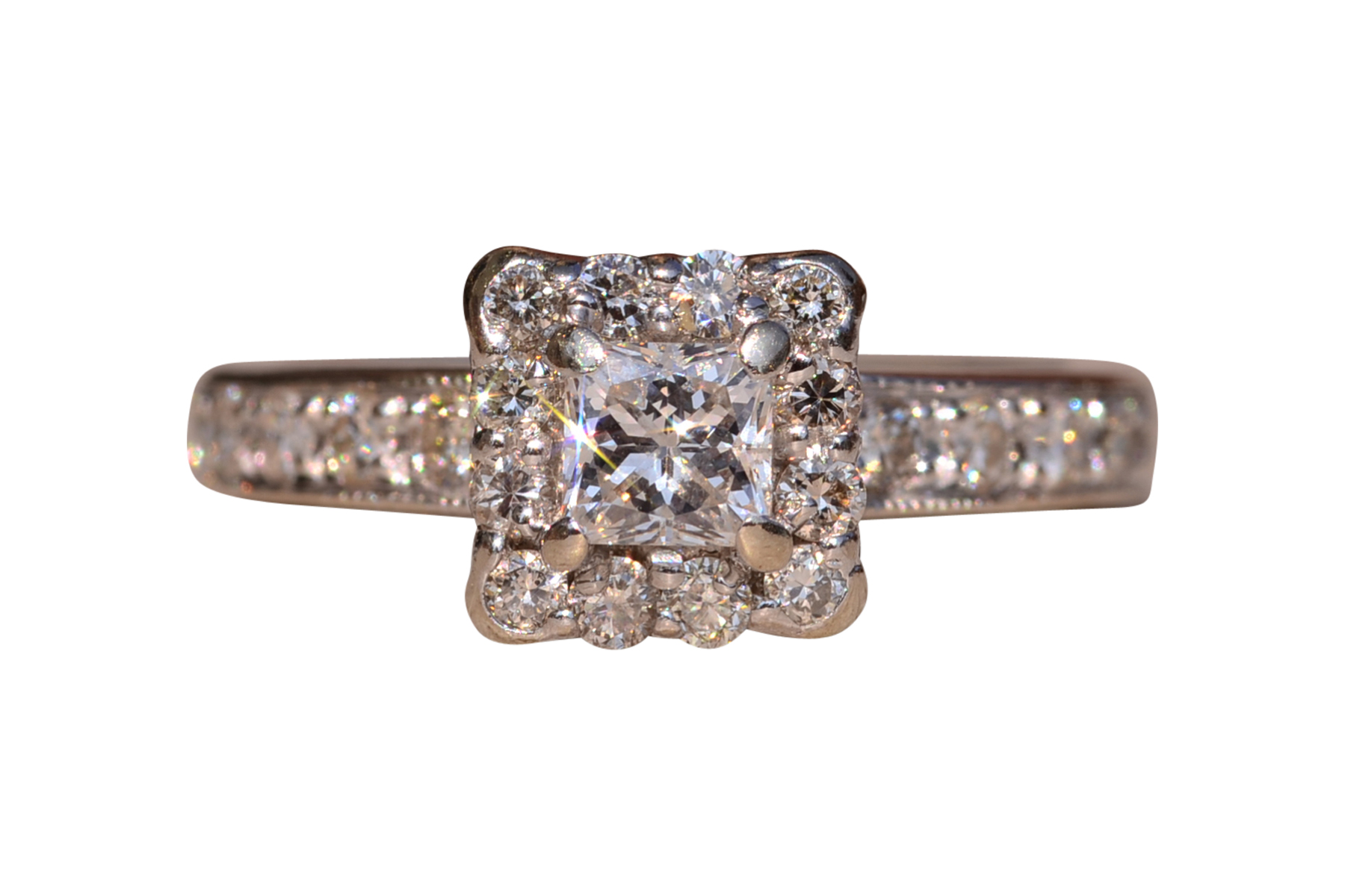 SOLD - The Little Bay Road: Princess Cut Engagement Ring with Natural Diamonds