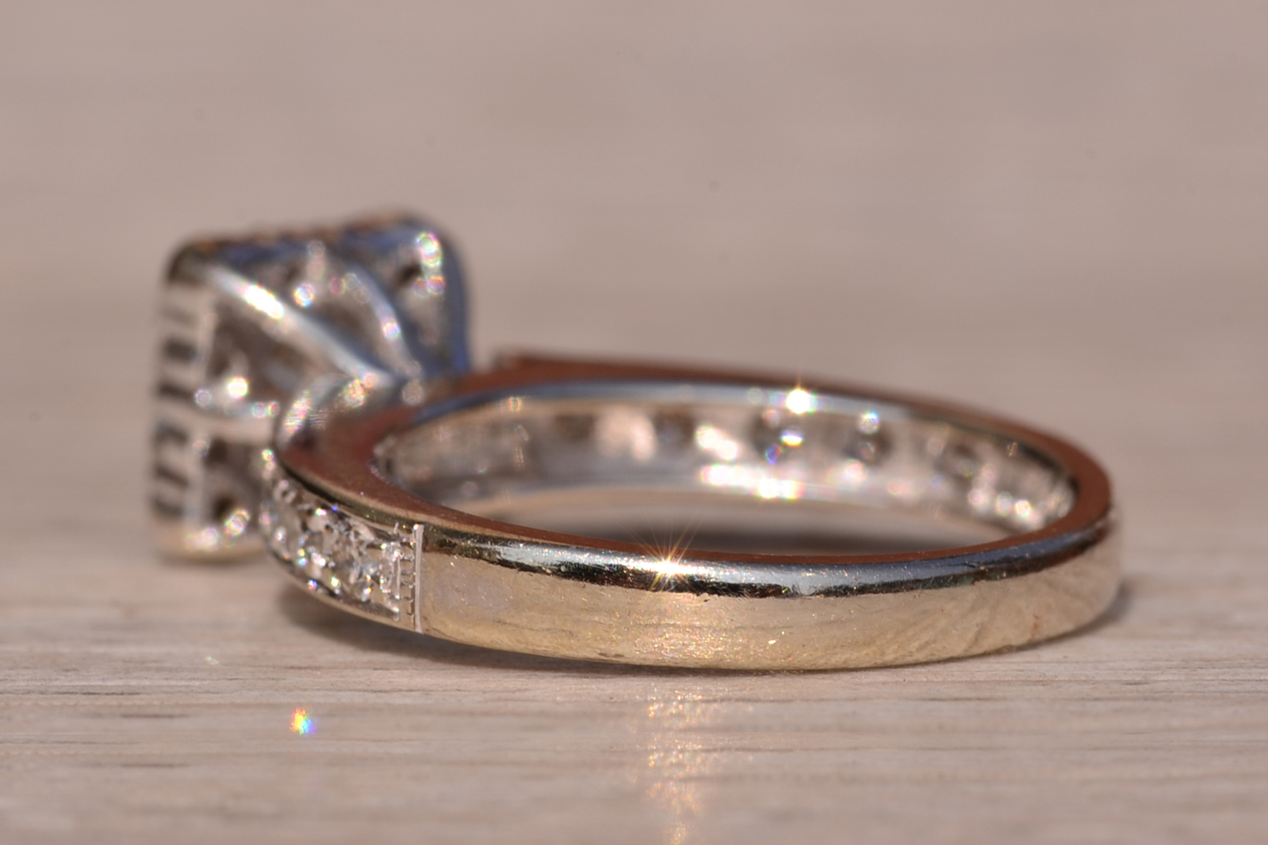 SOLD - The Little Bay Road: Princess Cut Engagement Ring with Natural Diamonds - Image 4