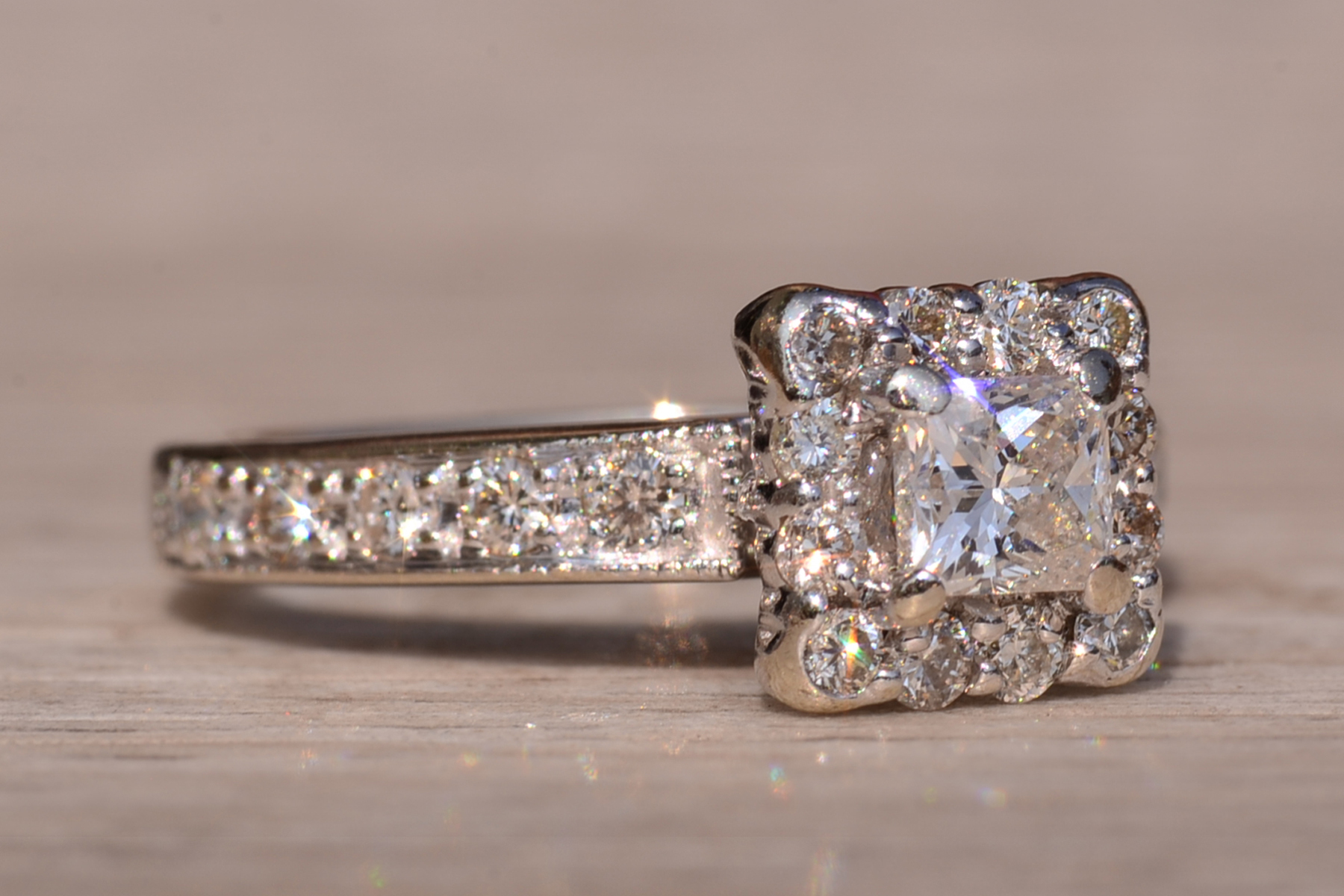 SOLD - The Little Bay Road: Princess Cut Engagement Ring with Natural Diamonds - Image 6
