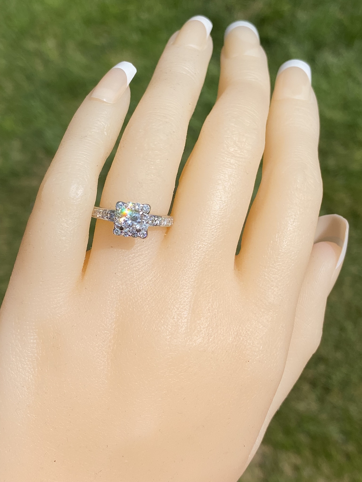 SOLD - The Little Bay Road: Princess Cut Engagement Ring with Natural Diamonds - Image 7