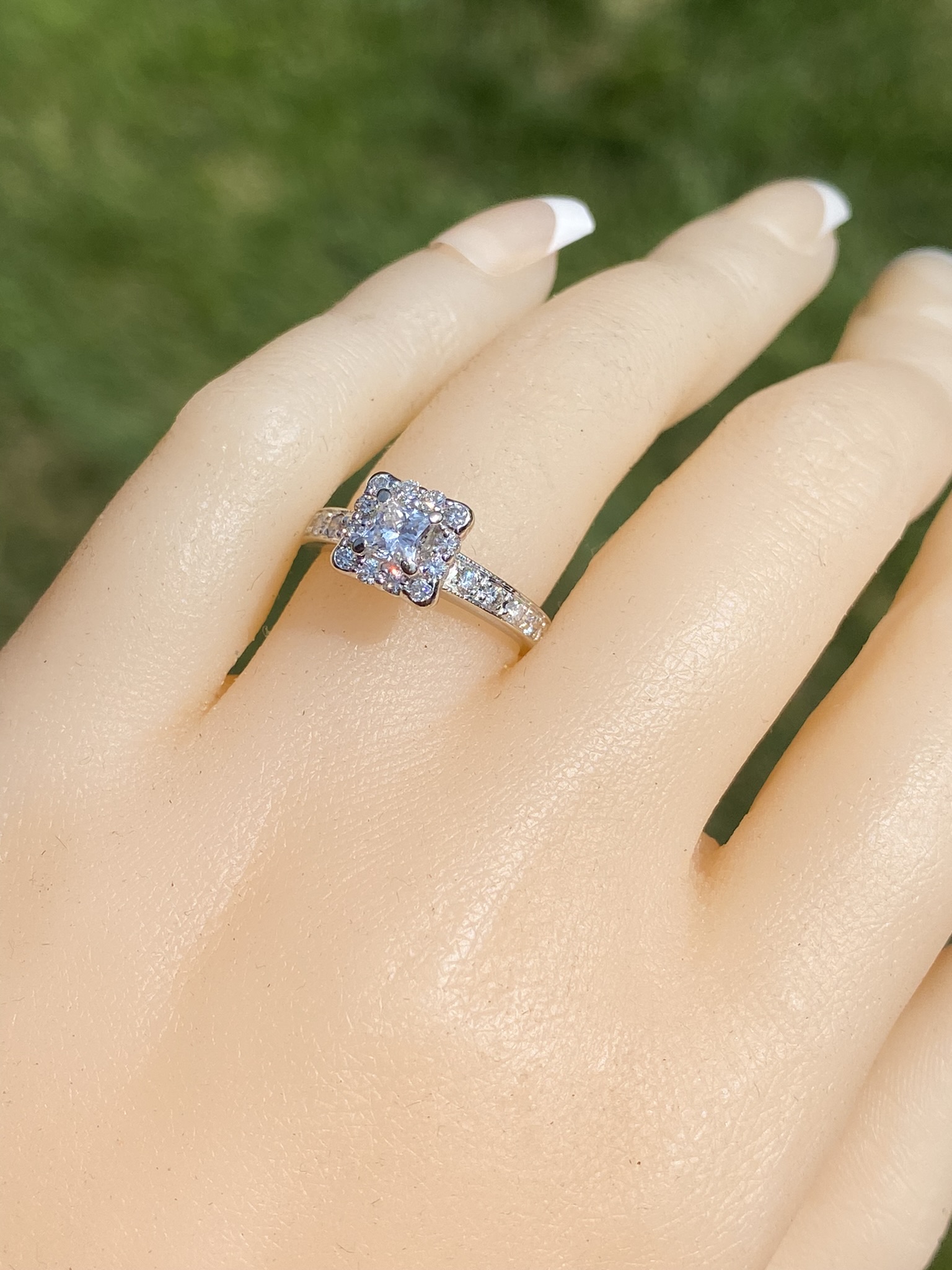 SOLD - The Little Bay Road: Princess Cut Engagement Ring with Natural Diamonds - Image 8