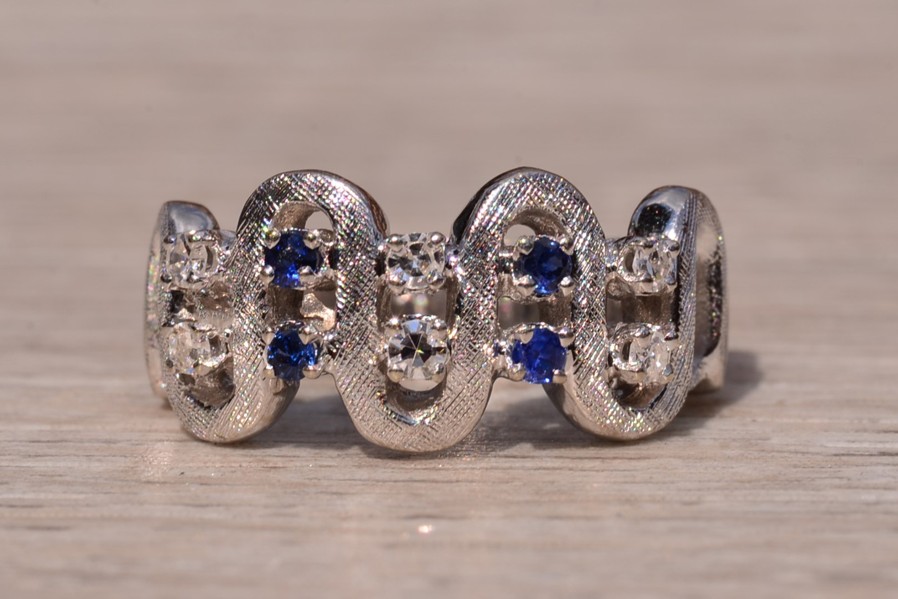 The Hamersley: Ladies Signed Joy Forever 14K White Gold Ring set with Sapphires - Image 2