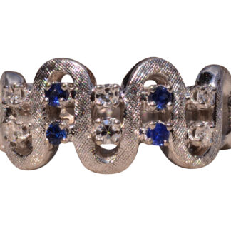 The Hamersley:  Ladies Signed Joy Forever 14K White Gold Ring set with Sapphires
