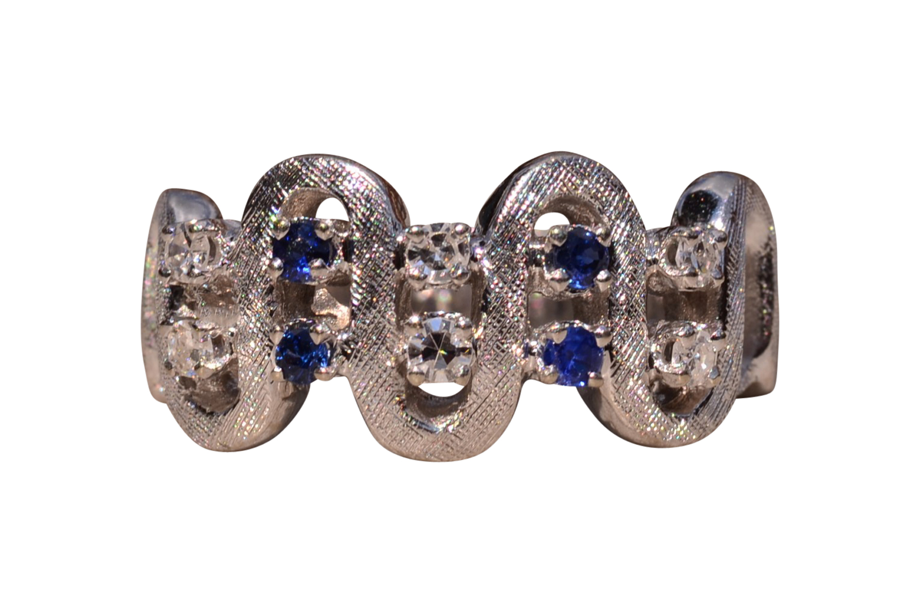 The Hamersley: Ladies Signed Joy Forever 14K White Gold Ring set with Sapphires