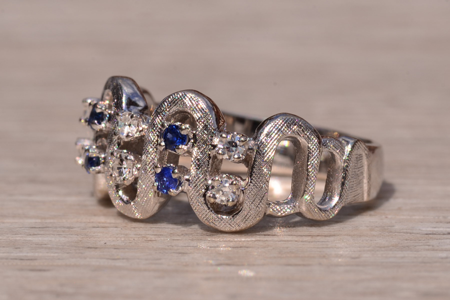 The Hamersley: Ladies Signed Joy Forever 14K White Gold Ring set with Sapphires - Image 3