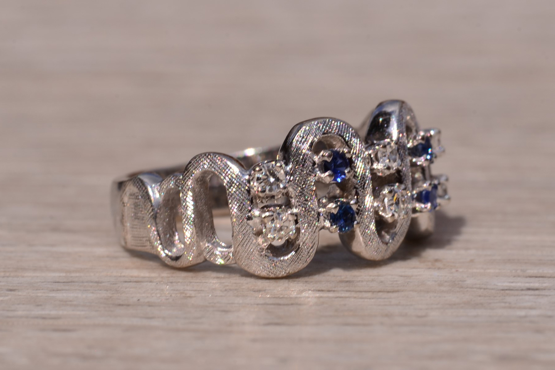 The Hamersley: Ladies Signed Joy Forever 14K White Gold Ring set with Sapphires - Image 6