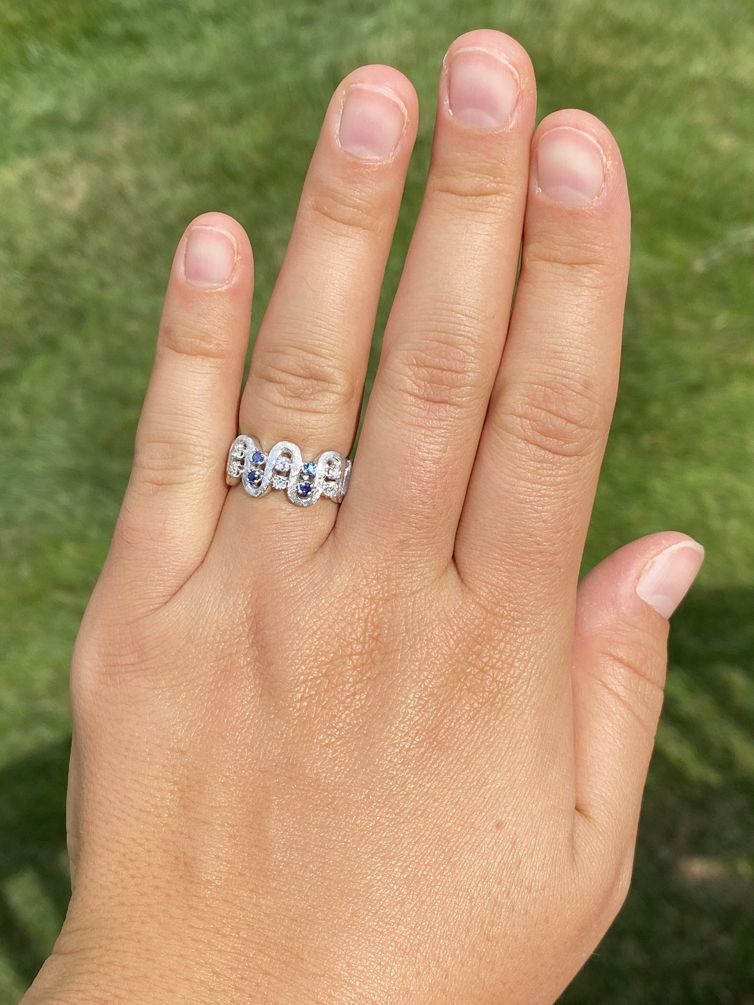 The Hamersley: Ladies Signed Joy Forever 14K White Gold Ring set with Sapphires - Image 8