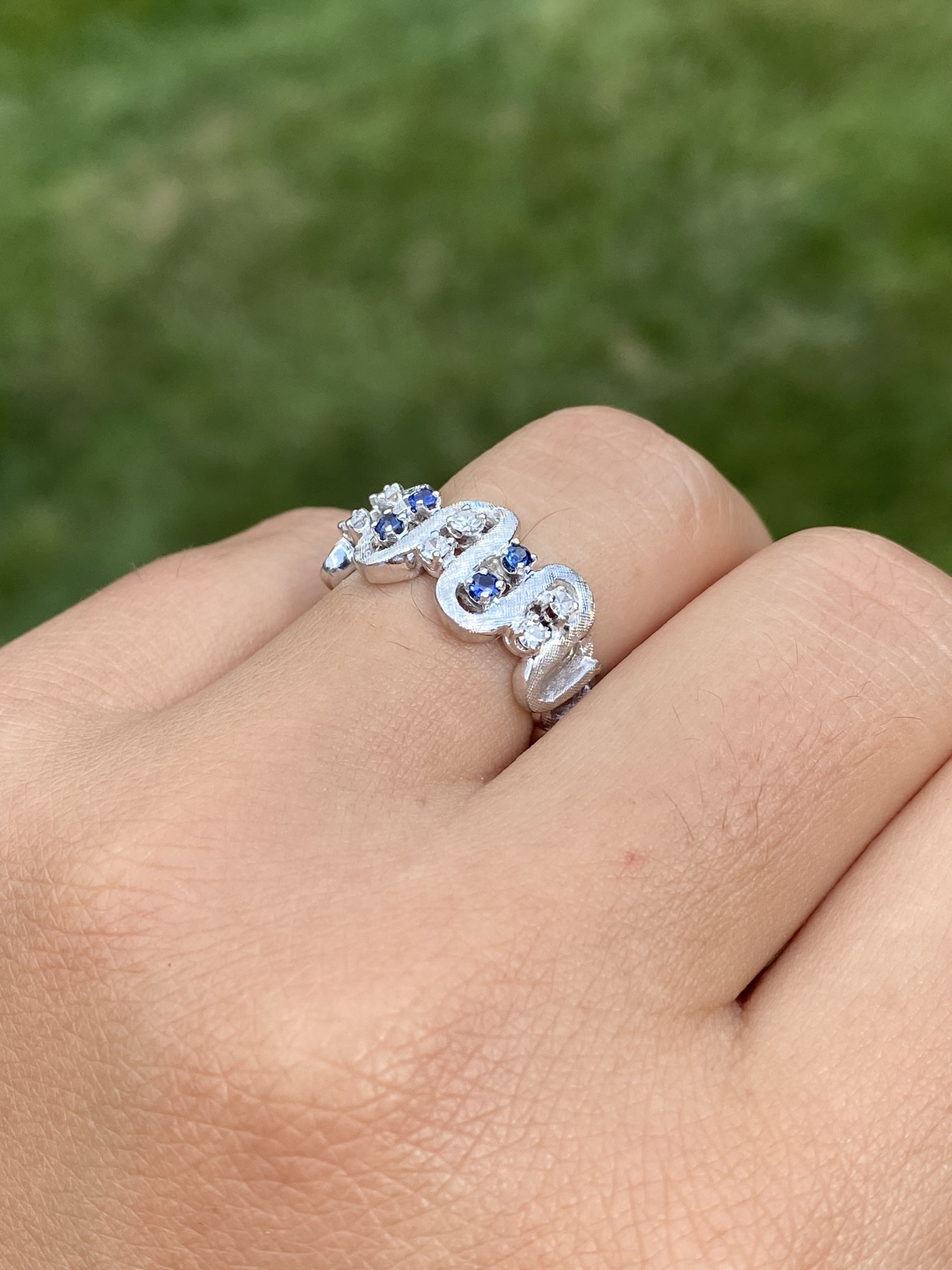 The Hamersley: Ladies Signed Joy Forever 14K White Gold Ring set with Sapphires - Image 10