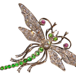 SOLD - The Talaroo:  Ladies 14K Gem-Set Dragonfly Brooch