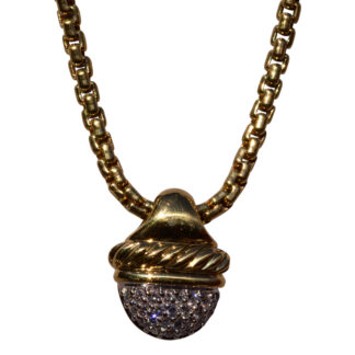 The 10th Street: Vintage David Yurman Signed Diamond Acorn In Yellow Gold