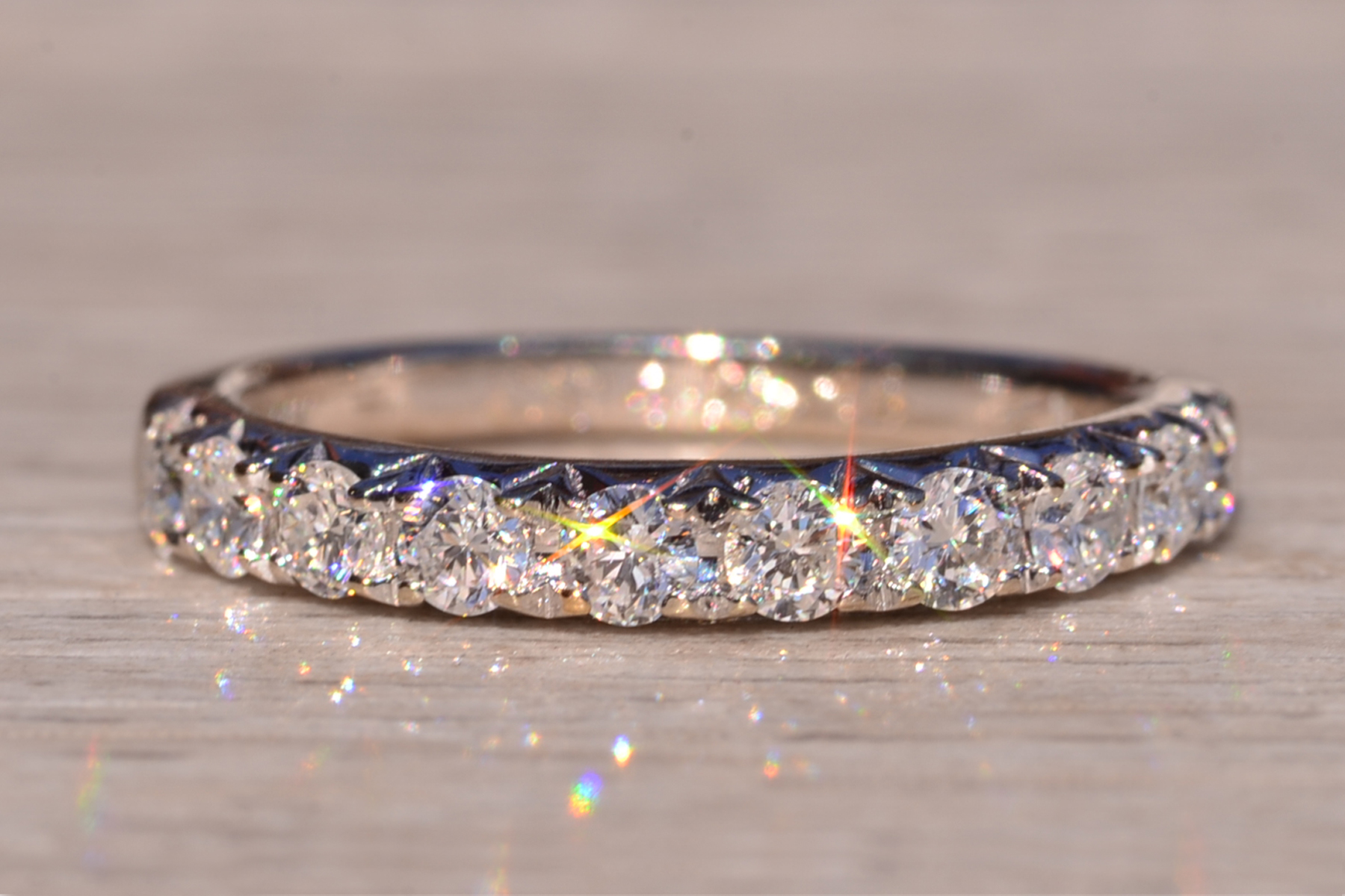 The 9th Street: French Set Natural Diamond Band in White Gold - Image 2