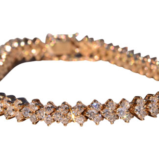 The 15th Street: Triple Row Natural Diamond Bracelet in Yellow Gold