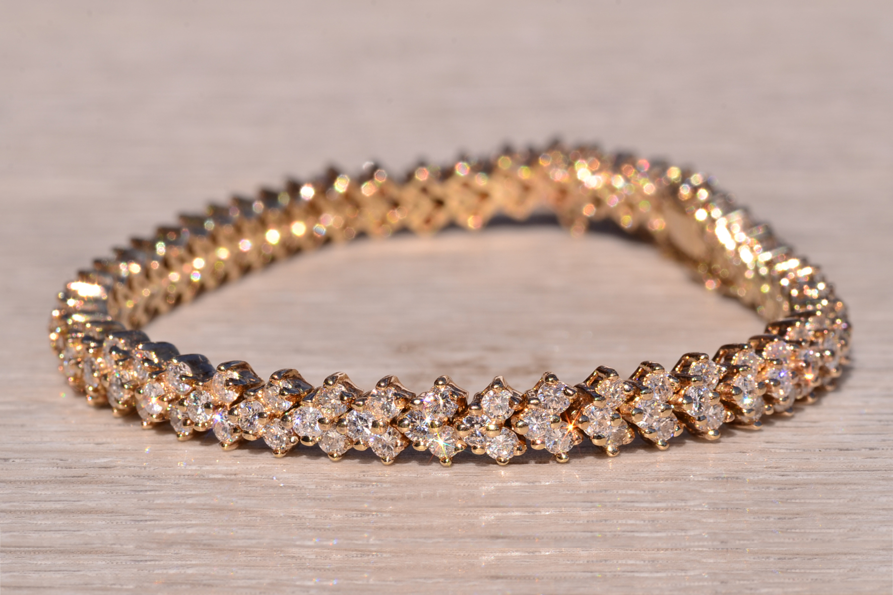 The 15th Street: Triple Row Natural Diamond Bracelet in Yellow Gold - Image 3