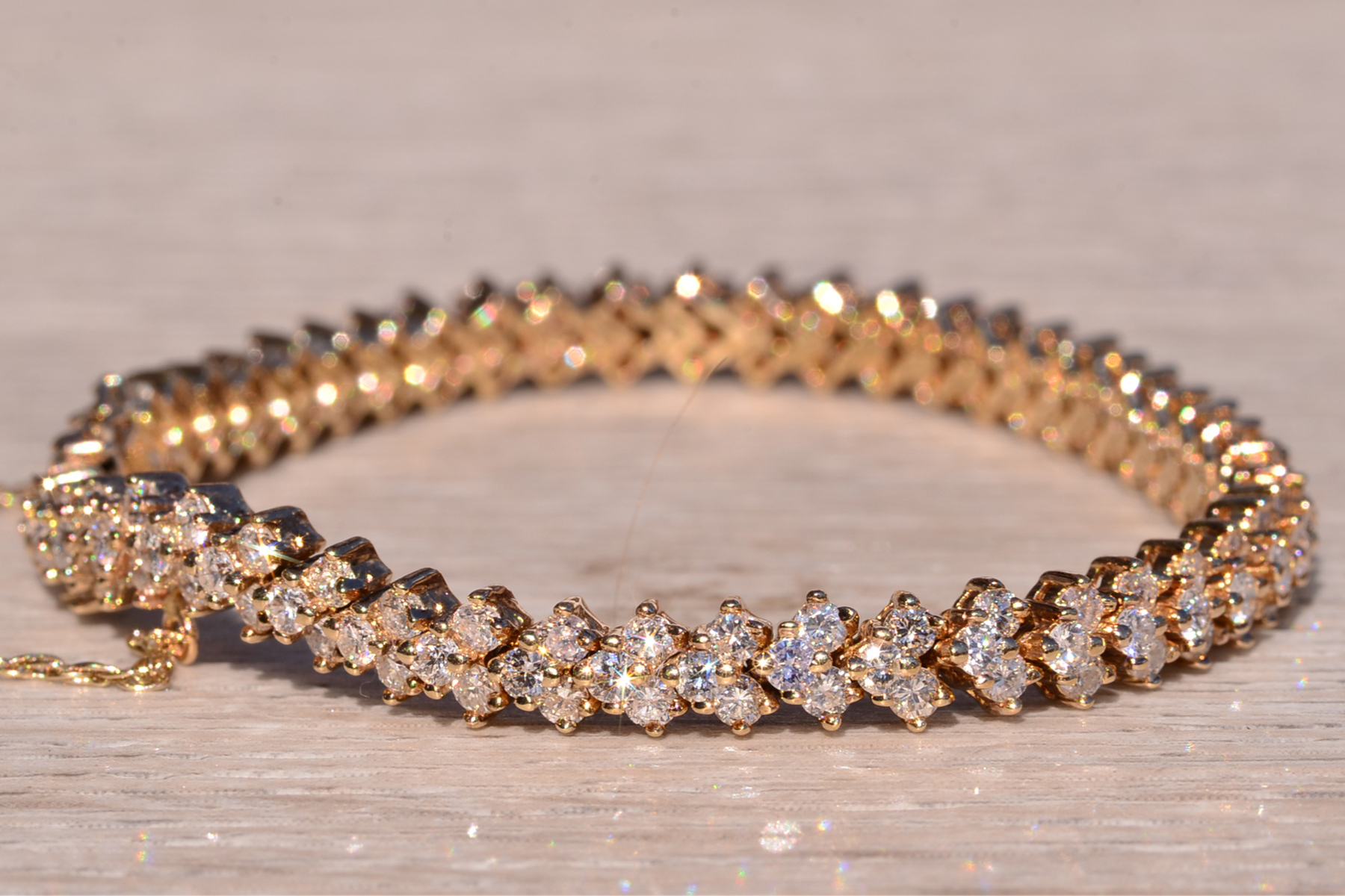 The 15th Street: Triple Row Natural Diamond Bracelet in Yellow Gold - Image 5