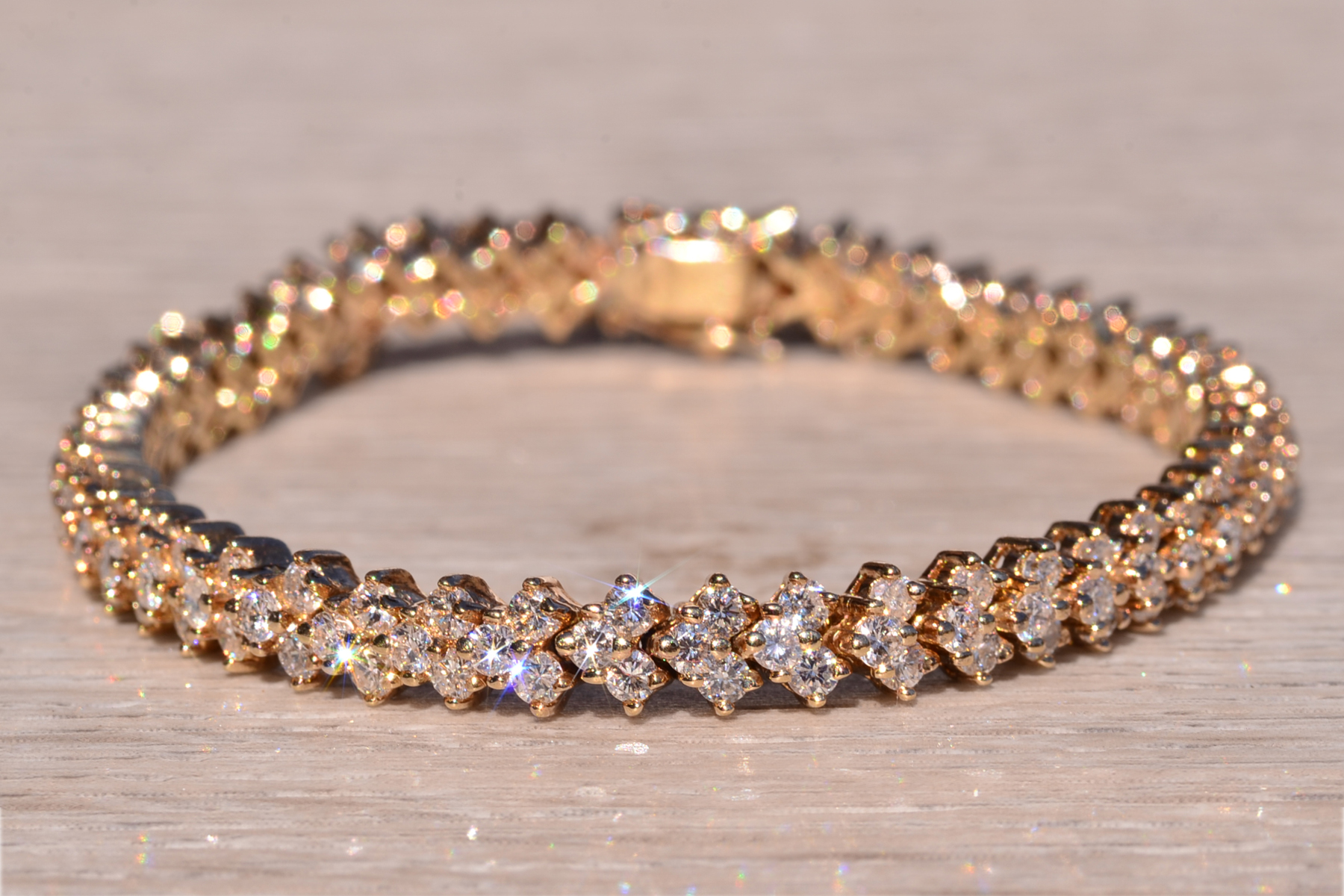 The 15th Street: Triple Row Natural Diamond Bracelet in Yellow Gold - Image 6