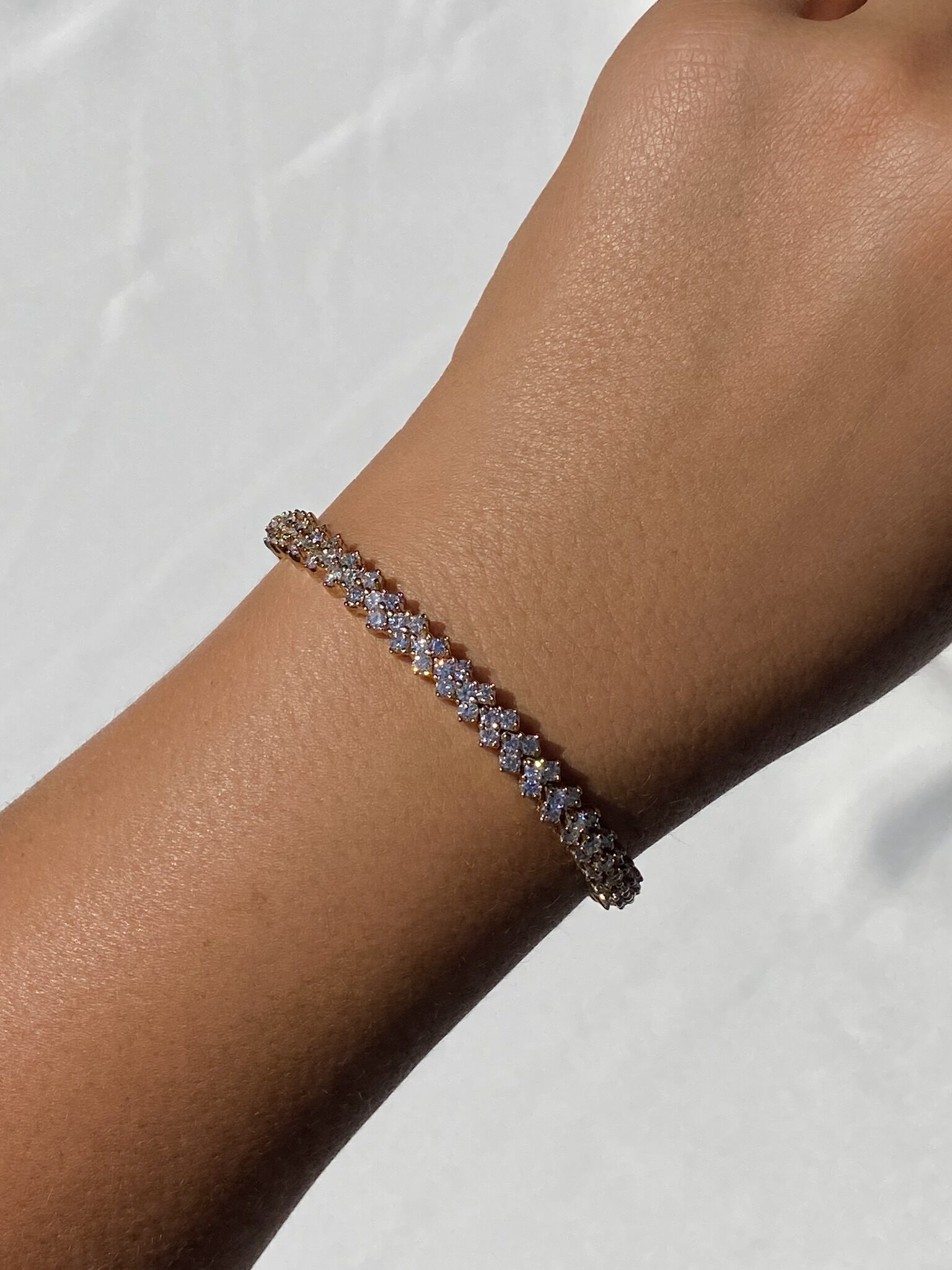 The 15th Street: Triple Row Natural Diamond Bracelet in Yellow Gold - Image 7