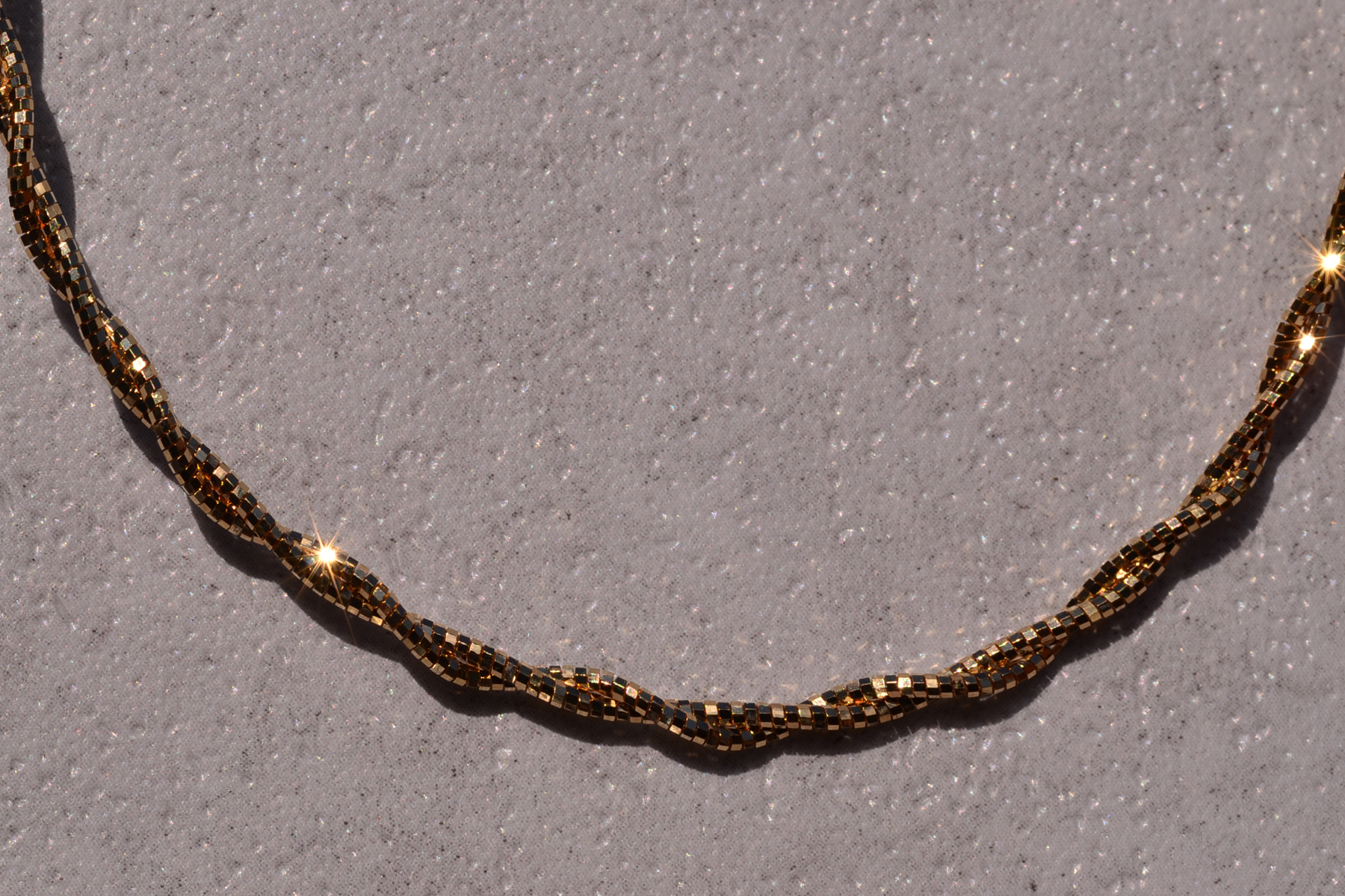 The 3rd Street: Twisted Diamond Cut Faceted Turkish Yellow Gold Necklace - Image 2