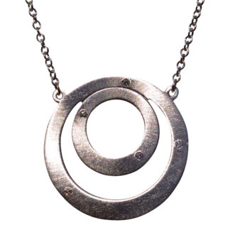 The 1st Street:  Mid Century Celestial Necklace in White Gold with Natural Diamonds