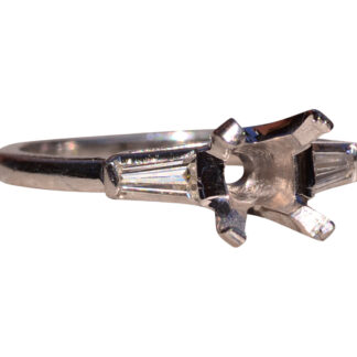 Vintage Mid Century Platinum Mounting with Tapered Baguette Cut Natural Diamonds