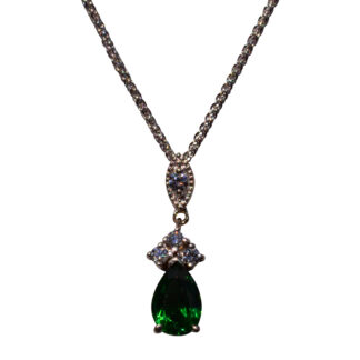The 69th Street:  Chrome Diopside and Diamond Necklace in White Gold