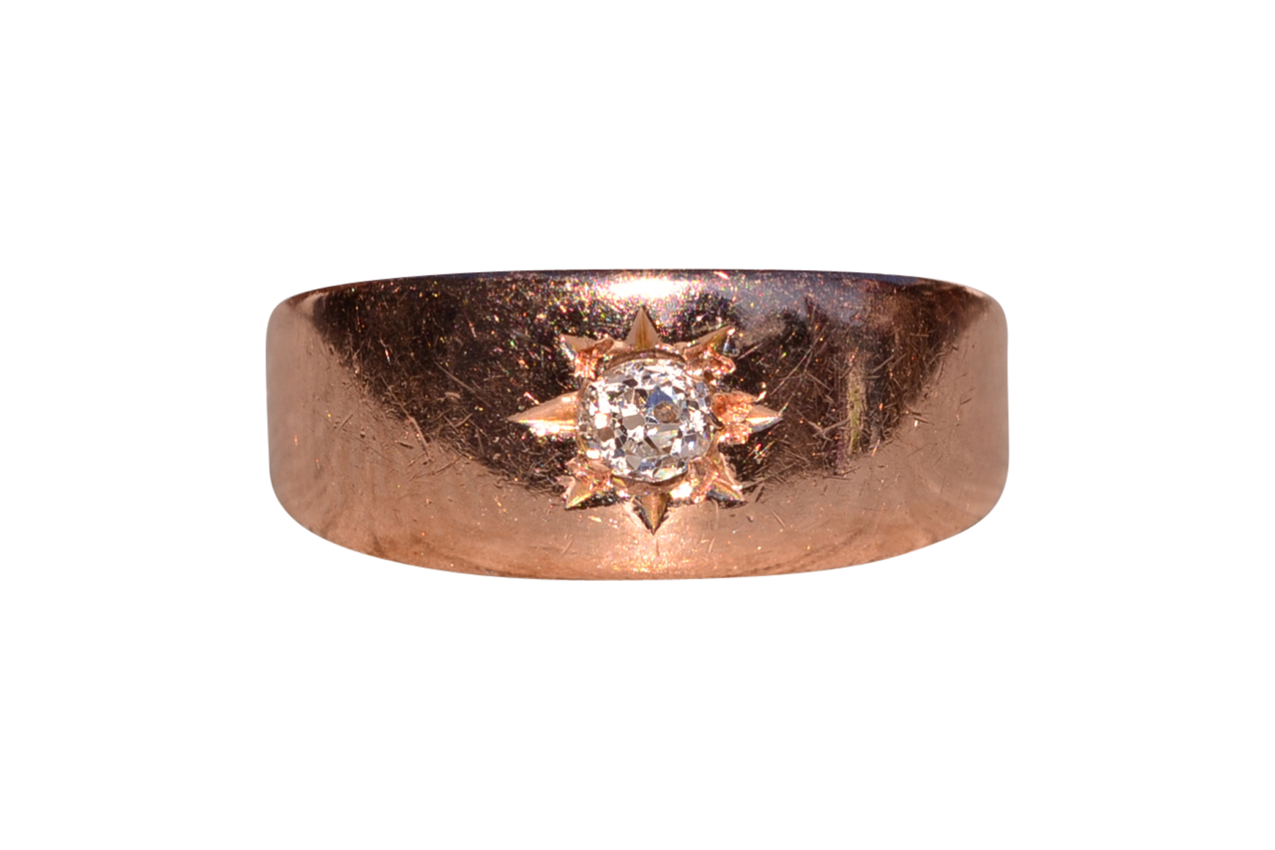SOLD - The 82nd Street: Antique Rose Gold and Chunky Old Mine Cut Natural Diamond Ring