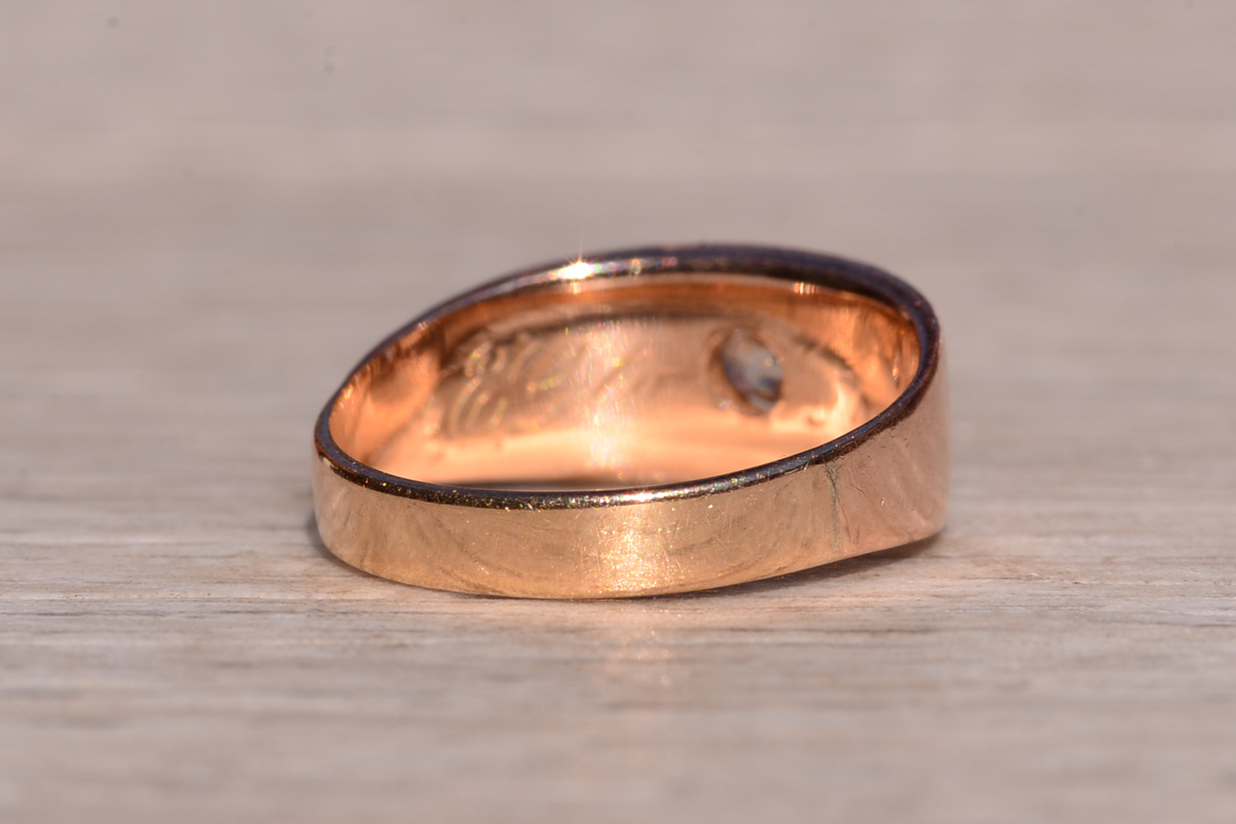 SOLD - The 82nd Street: Antique Rose Gold and Chunky Old Mine Cut Natural Diamond Ring - Image 5