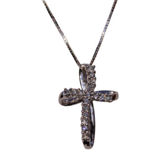The 142nd Street: White Gold and Diamond Cross Pendant